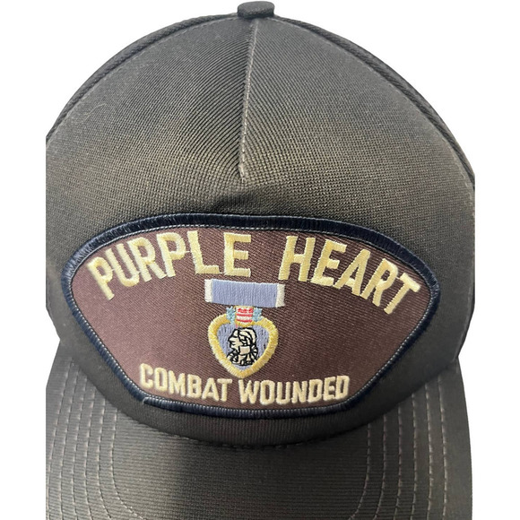 Vintage Veterans Military Snapback Purple Heart Combat Wounded Hat Cap - Picture 2 of 5
